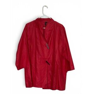 Roni Rabl Red Artsy Linen Tunic Top Chopstick Buttons XL